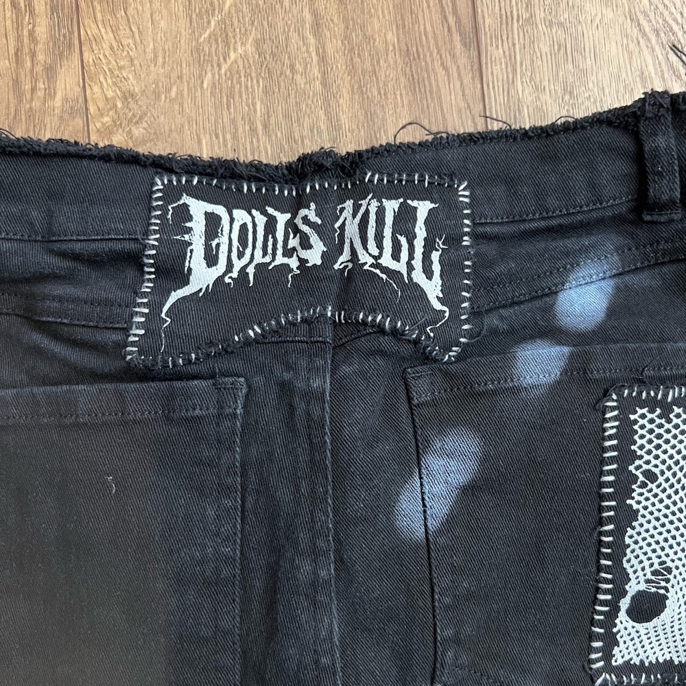 Dolls Kill Black Skinny Patchwork Gothic Jeans - Picture 4 of 14